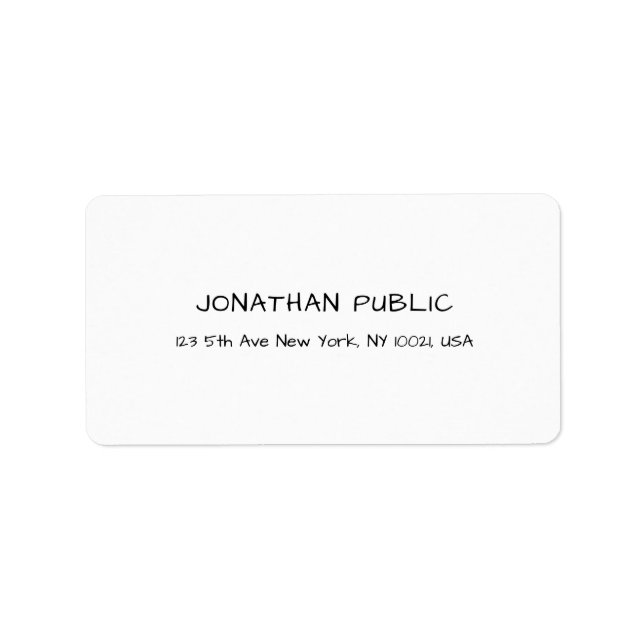 Étiquette Elégant Blanc Professionnel Modèle Moderne Propre (Devant)