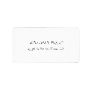 Étiquette Élégant Blanc Professionnel Plain Moderne Minimali