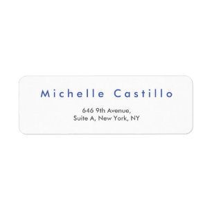 Étiquette Élégant bleu blanc minimaliste moderne