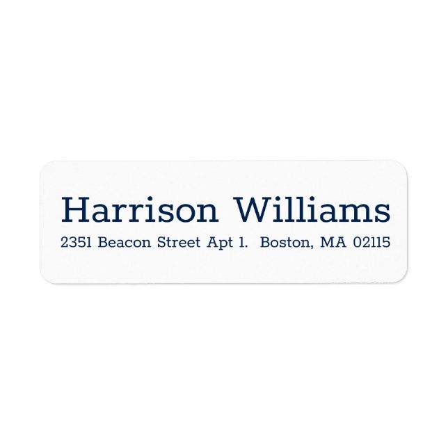 Étiquette Elégant bleu marine blanc Custom Serif moderne chi (Devant)