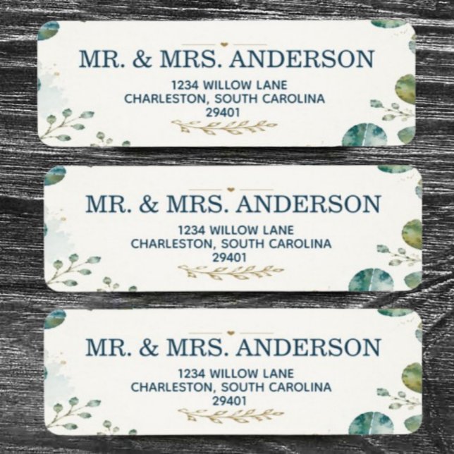 Étiquette Elegant Blue Eucalyptus Address Label (Créateur téléchargé)