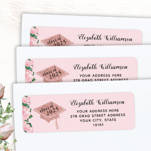 Étiquette Elégant Blush Pink Classe de 2025 Graduation