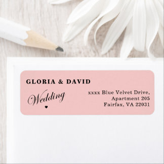 Étiquette Elegant Blush Pink Wedding Return Address