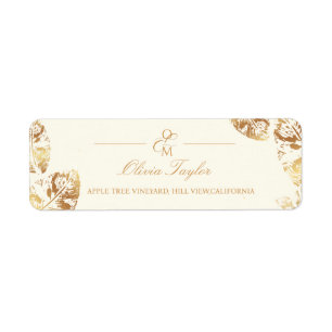 Étiquette Elegant Boho Adresse du Mariage d'automne d'or