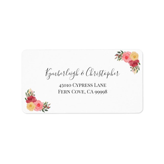Étiquette Elegant Boho Floral Wedding RSVP Adresse de retour (Devant)