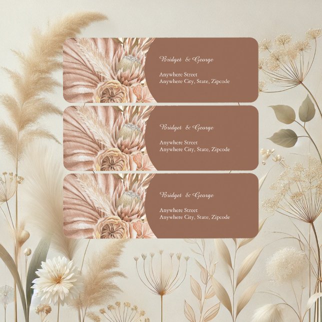 Étiquette Elegant Boho Neutral Mariage Adresse de retour (Créateur téléchargé)