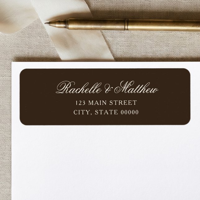 Étiquette Elegant Brown Classic Wedding Return Address Label (Créateur téléchargé)