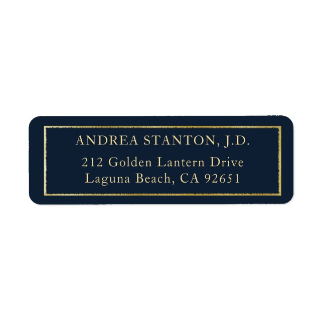 Étiquette Elegant Brushed Gold Frame Law Grad Return Address (Devant)