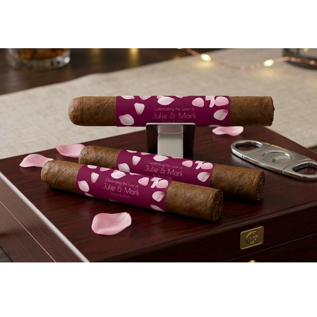 Étiquette Elegant Burgundy Petals Wedding Custom Cigar Wrap (Créateur téléchargé)