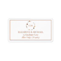 Élégant Burnt Orange Floral Crest Monogramme Adres
