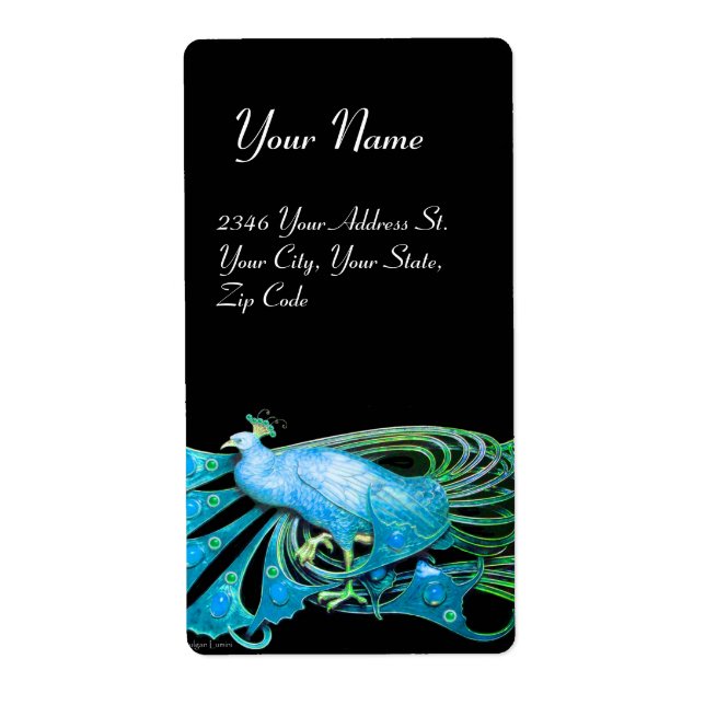 ÉTIQUETTE ÉLÉGANT CACHET EN TURQUASE BLEUE ET NOIR (Devant)