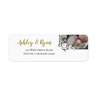 Étiquette Elegant Calligraphy Photo Wedding Address