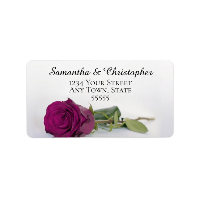 Étiquette Elegant Cassis Purple Rose Adresse Mariage (Devant)