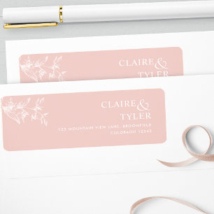 Étiquette Elegant Chic Blush Mariage rose Adresse de retour