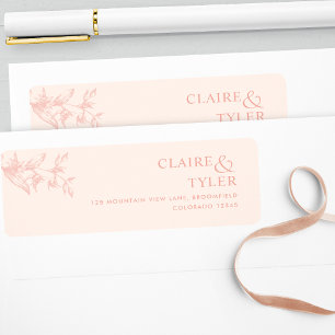 Étiquette Elegant Chic Peach Mariage Adresse de retour