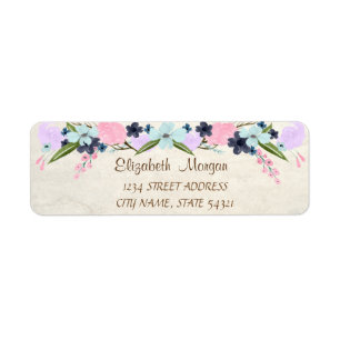Étiquette Elegant Chic Romantic, Flowers Address Label