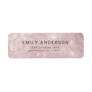 Étiquette Élégant chic rose d'or fausse feuille adresse de r