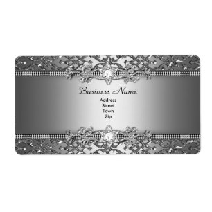 Étiquette Élégant Classe Argent Damassé Bijou Embossé