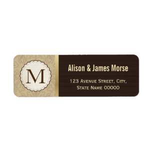 Étiquette Élégant Classic Brown or Monogramme Mariage