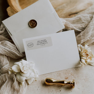 Étiquette Élégant Classic Grey Monogram Adresse de retour