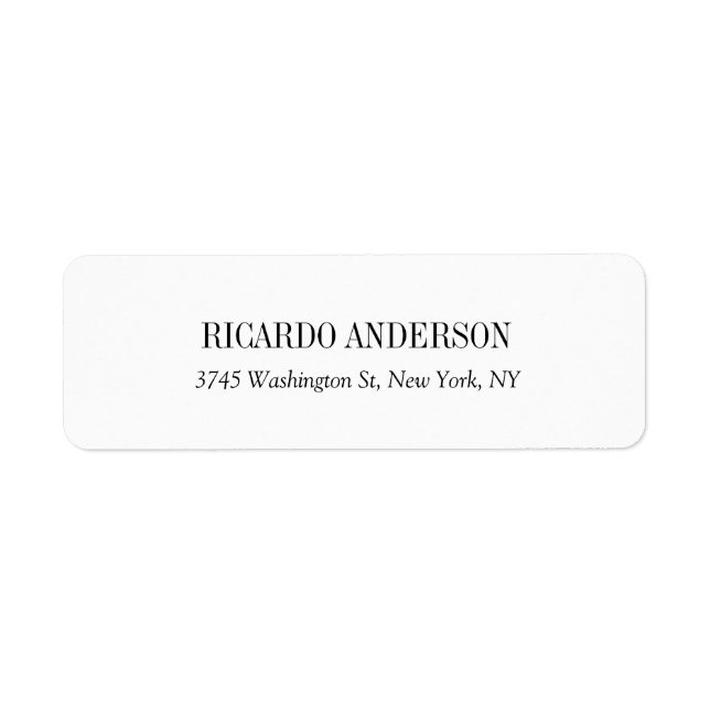 Étiquette Élégant Classique Simple Blanc Professionnel Plat (Devant)