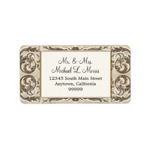 Étiquette Elegant Crème or Mariage baroque Adresse de retour