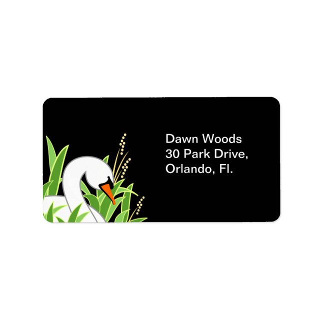 Étiquette Élégant cygne blanc (Devant)