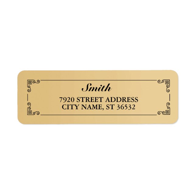 Étiquette Élégant dégradé d'or rétro (Devant)