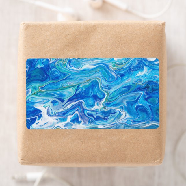 Étiquette Élégant Dentelle Fou Agate 6 - Bleu Océan (En situation)