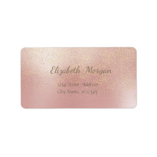 Étiquette Elégant Design, Rose, Fux Gold Foil Confetti