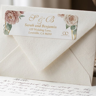 Étiquette Elegant Dusty Rose Geometric Floral Watercolor 