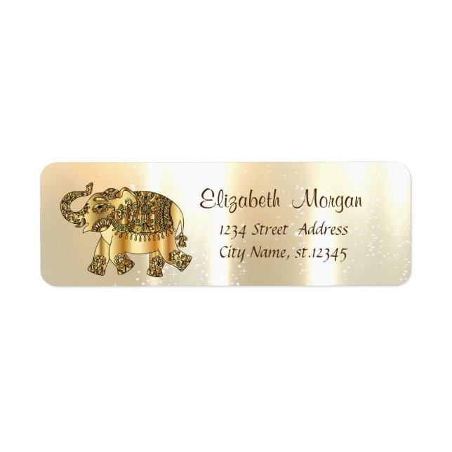 Étiquette Élégant, élégant or, éléphant paisley (Devant)