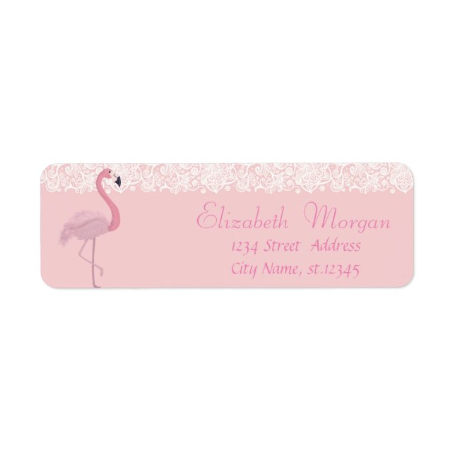 Étiquette Élégant et stylé, flamant rose, dentelle (Devant)