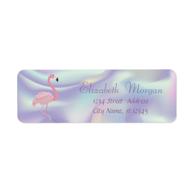 Étiquette Élégant et stylé, flamant rose holographique (Devant)