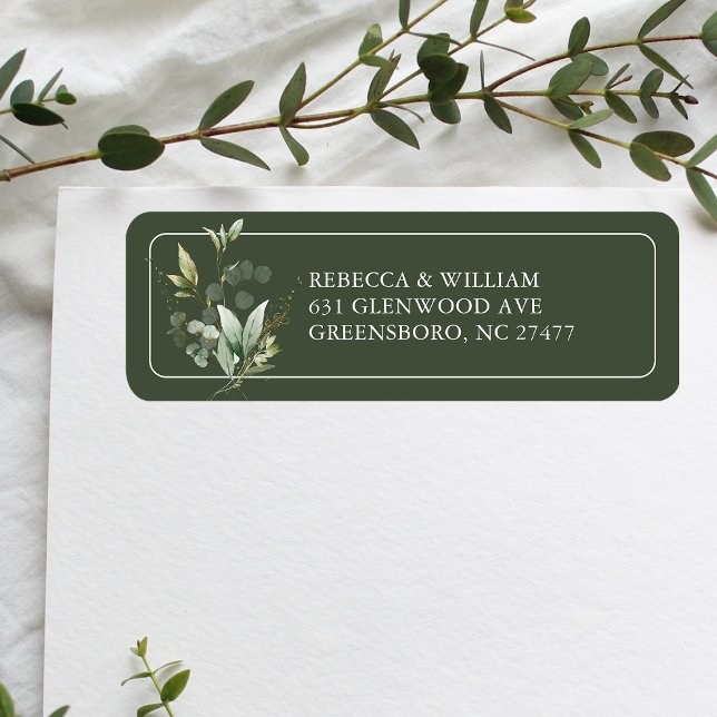 Étiquette Elegant Eucalyptus Foliage Mariage Adresse de reto (Add elegance to your mail with our Eucalyptus Return Address Labels, perfect for wedding invitations)