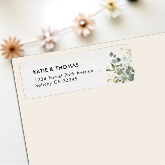Étiquette Elegant Eucalyptus Greenery Return Address Label (Elegant eucalyptus leaves return address label design)