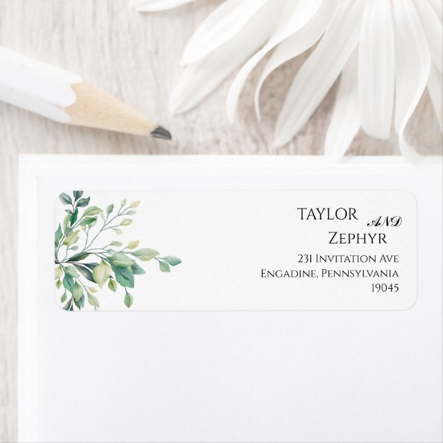 Étiquette Elégant Eucalyptus Greenery RSVP Adresse de retour (En situation)