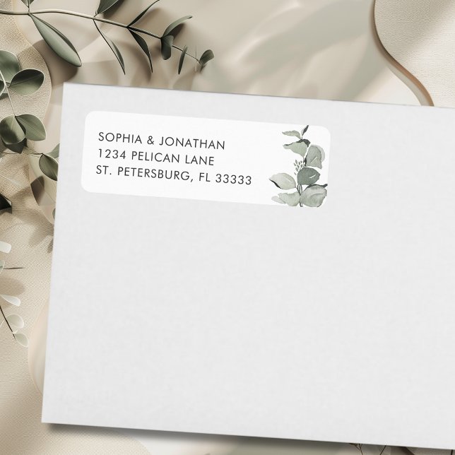 Étiquette Elegant Eucalyptus Mariage Adresse de retour (Elegant Eucalyptus Wedding Return Address Label)