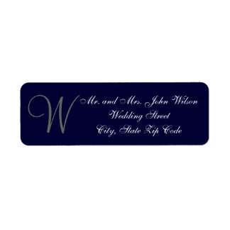 Étiquette Élégant Faire-part de mariage de monogramme gris b