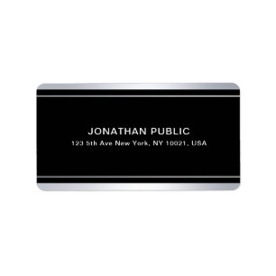 Étiquette Elégant Faux Argent Modèle Noir Glamor Moderne