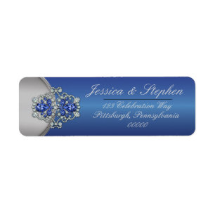 Étiquette Elégant Faux Diamonds Sapphire Clasps Mariage bleu