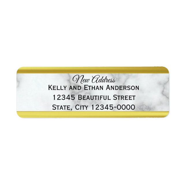 Étiquette Elégant Faux Marble Nouvelle Adresse Déplacement A (Devant)