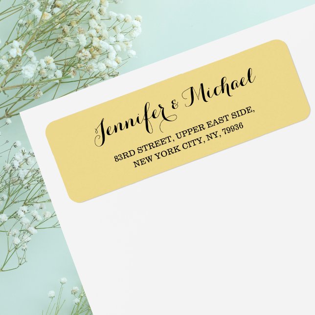 Étiquette Élégant Faux Or Adresse de Retour de Mariage Scrip (Elegant Script Faux Gold Wedding Return Address Label)