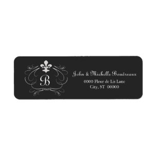 Étiquette Elegant Fleur de Lis Monogram