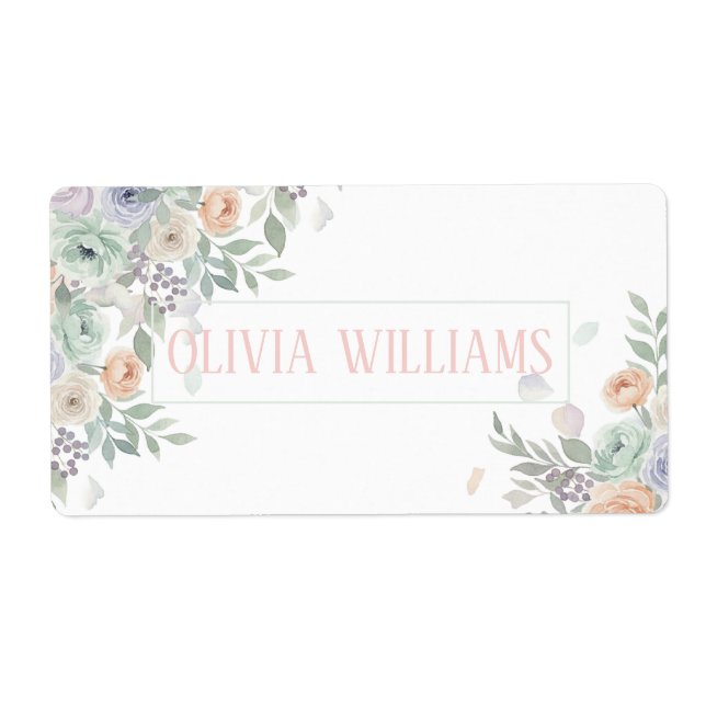 Étiquette Élégant floral aquarelle  (Devant)