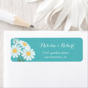 Étiquette Elégant floral blanc marguerites Bouquet Mariage