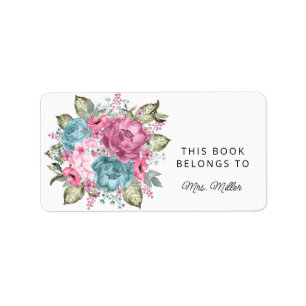Étiquette Élégant Floral Ce Livre Appartient À Réserver Étiq