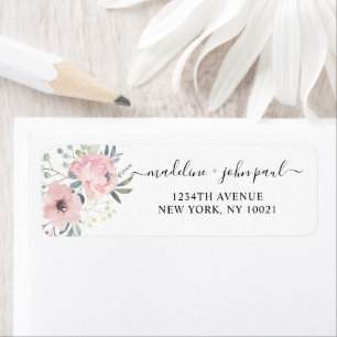 Étiquette Élégant Floral Dusty Mariage rose pâle