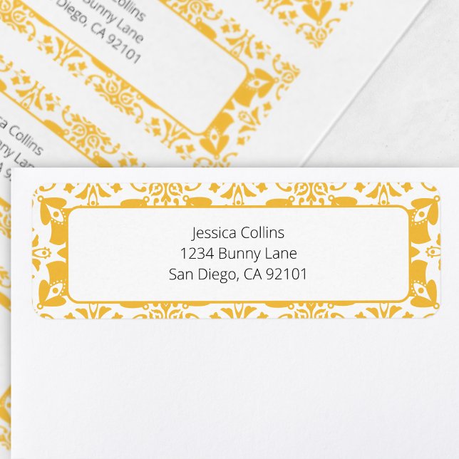 Étiquette Élégant Floral Jaune Chic Moderne Brunch de Pâques (Elegant Floral Yellow Chic Modern Easter Brunch Label)