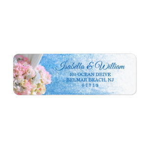 Étiquette Élégant Floral Ocean Beach Mariage d'été Adresse
